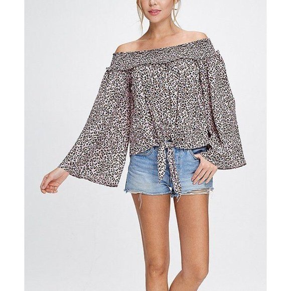 Free People Tops - Free People FP Movement Leopard Off-Shoulder Top